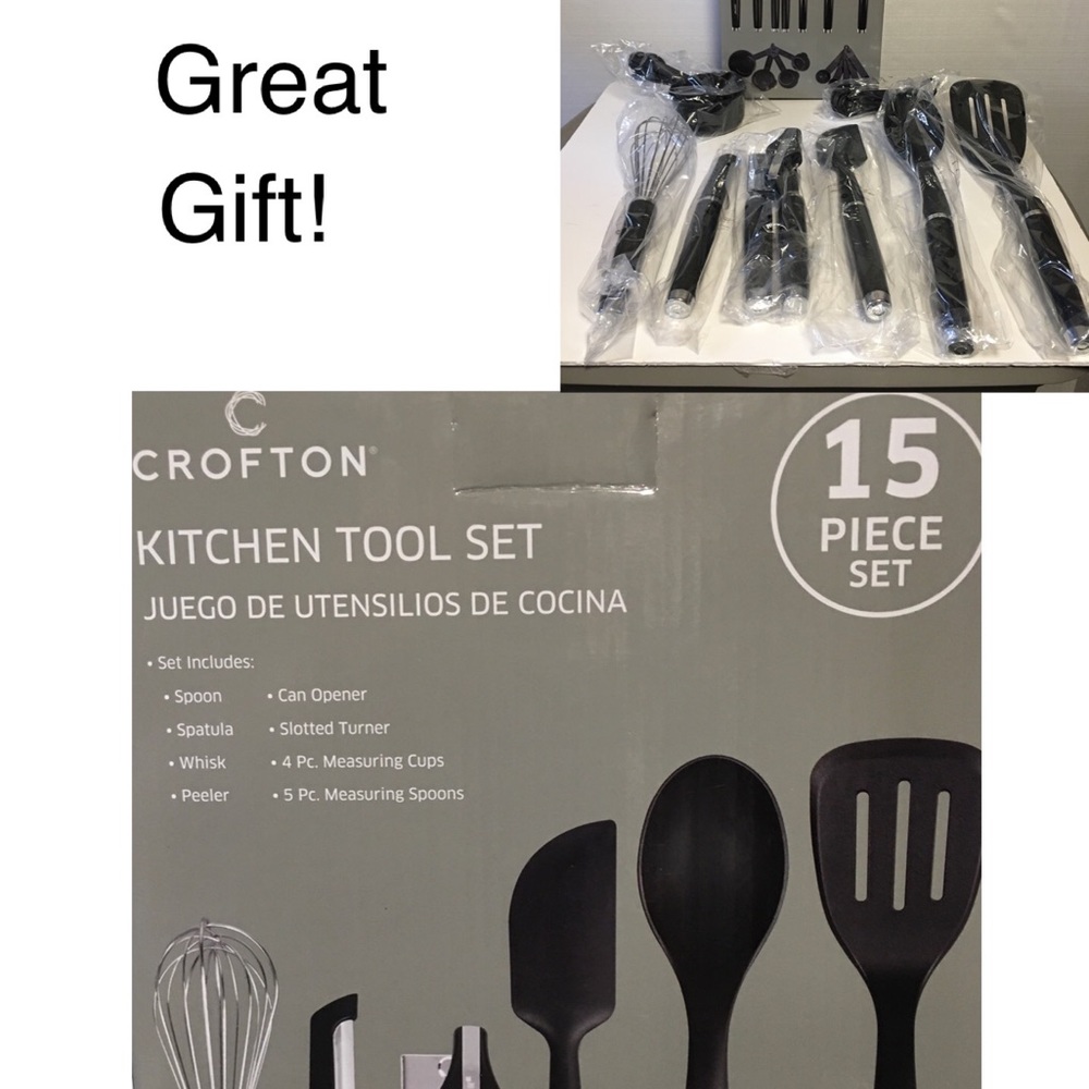 NIB Crofton New In Box PBA FREE 15 Pc Kitchen Tool Set Black Dishwasher …